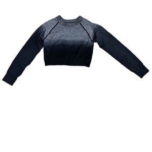 Athletic Compression Crop Top Black Gray Ombre Size M